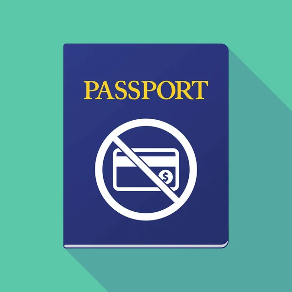 Pasaporte largo en la sombra con tarjeta de crédito en una signa no permitida — Vector de stock