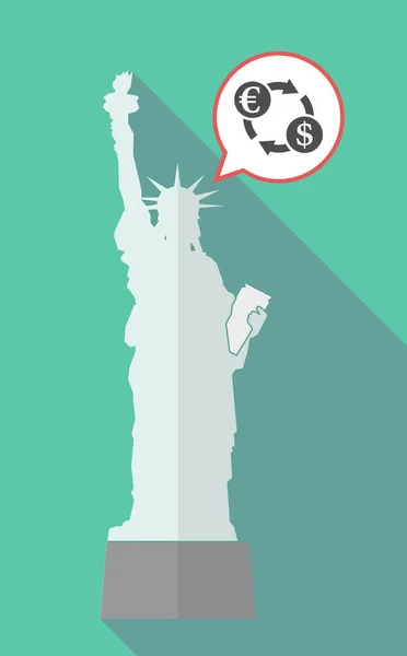 Long shadow statue of liberty with  an euro dollar exchange sign — Stock Vector