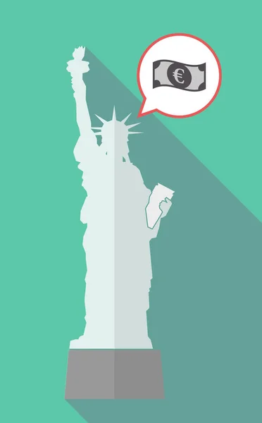 Long shadow statue of liberty with  an euro bank note — Stock Vector