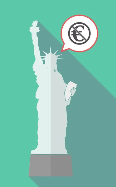 Long shadow statue of liberty with  an euro sign  in a not allow — Stock Vector