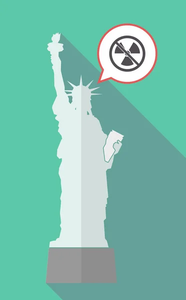 Long shadow statue of liberty with  a radioactivity sign  in a n — Stock Vector