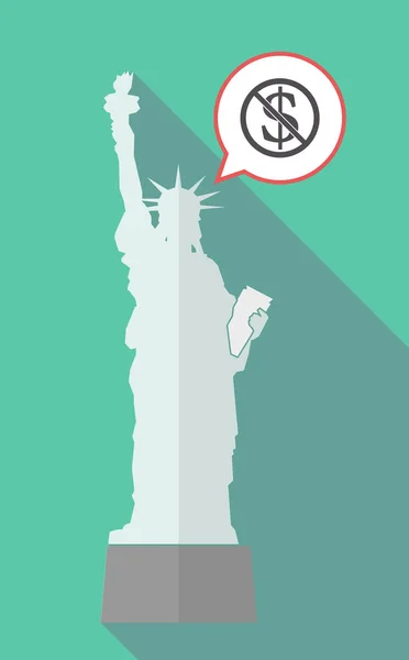 Long shadow statue of liberty with  a dollar sign  in a not allo — Stock Vector