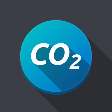 Uzun gölge yuvarlak buttonwith metin Co2