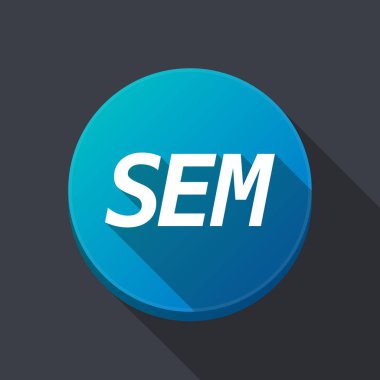 Uzun gölge yuvarlak buttonwith metin Sem