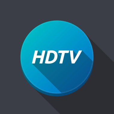 Uzun gölge yuvarlak buttonwith metin Hdtv