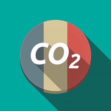 Uzun gölge düğmesini metin Co2 ile yuvarlak