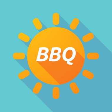 Uzun gölge güneş Barbekü metinle