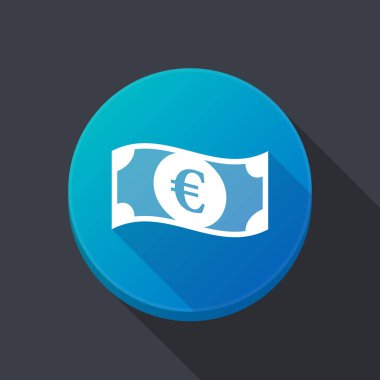 Uzun gölge düğmesini bir euro banknot ile