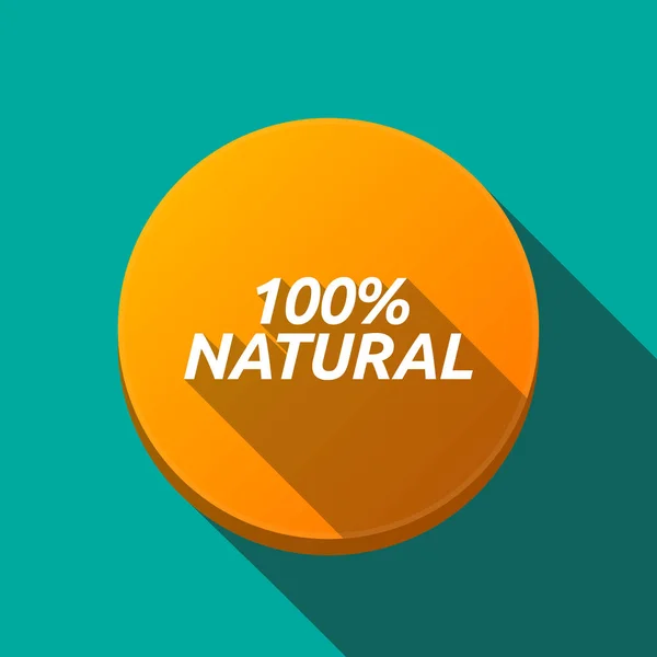 Botón redondo sombra larga con el texto 100% NATURAL — Vector de stock