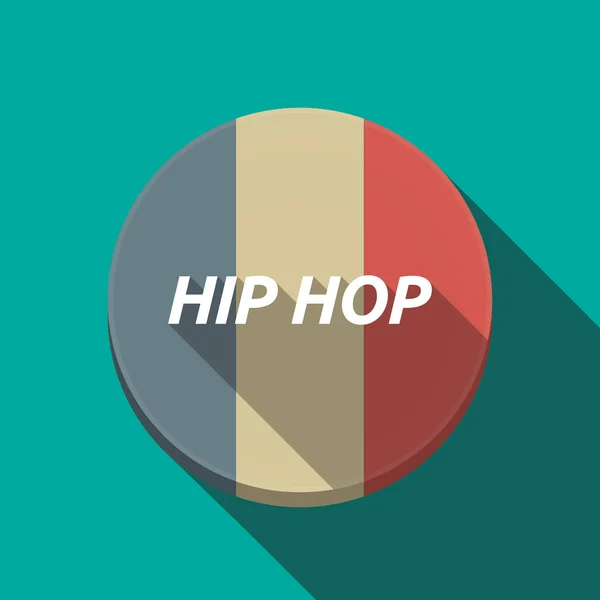 Lange schaduw ronde knop met de tekst Hip Hop — Stockvector