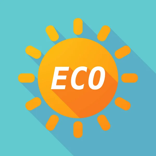 Long shadow Sun with    the text ECO — Stock Vector