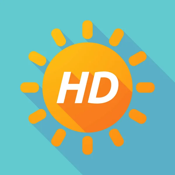 Long shadow Sun with    the text HD — Stock Vector