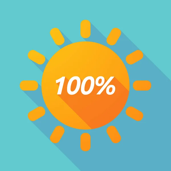 Long shadow Sun with    the text 100% — Stock vektor