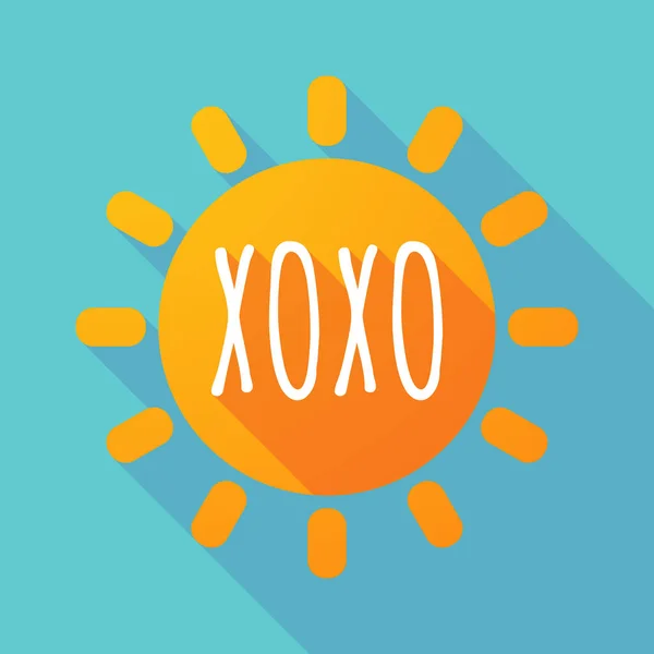 Ombre longue Soleil avec le texte XOXO — Image vectorielle