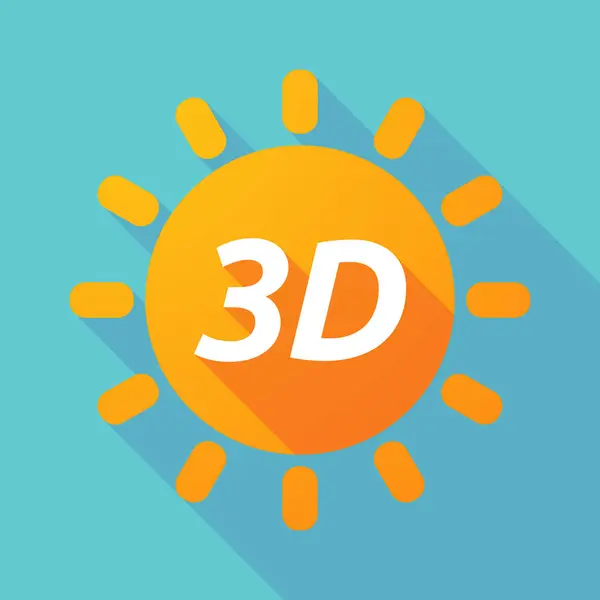 Ombre longue Soleil avec le texte 3D — Image vectorielle