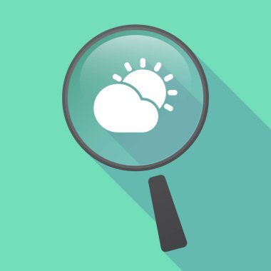 Uzun gölge Büyüteç güneş bir bulutun parlayan ile