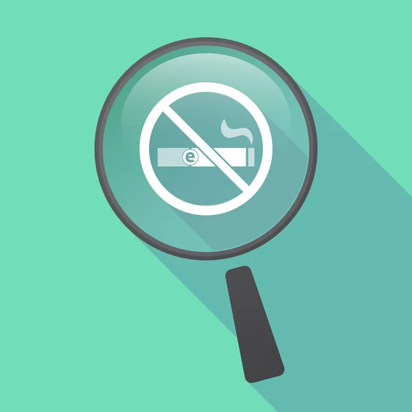 Lange schaduw loupe met een e-sigaret in een niet toegestaan signaal — Stockvector