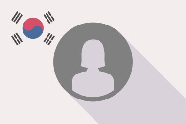 Uzun gölge bir kadın avatar ile Güney Kore bayrağı