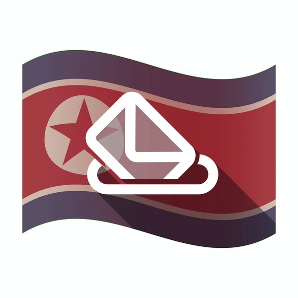 Långa skugga Nordkorea flagga med en valurna — Stock vektor