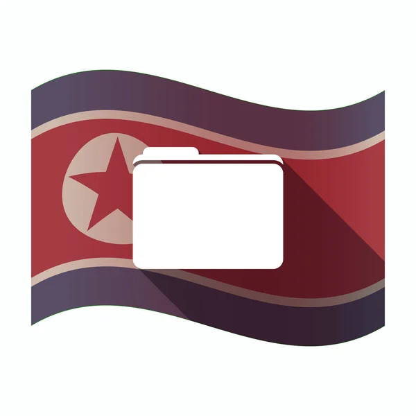 Långa skugga Nordkorea flagga med en mapp — Stock vektor