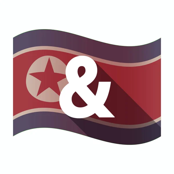 Bandiera lunga ombra Corea del Nord con un ampersand — Vettoriale Stock