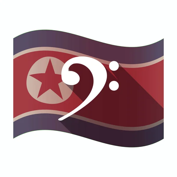 Långa skugga Nordkorea flagga med ett F-klav — Stock vektor