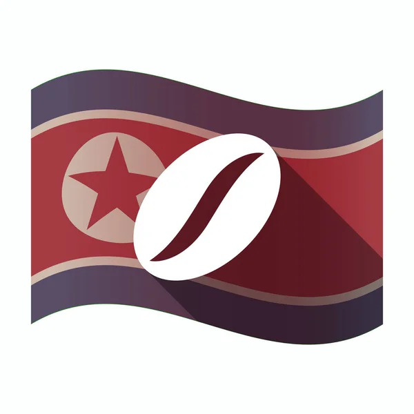 Bandeira longa da Coreia do Norte com um grão de café —  Vetores de Stock