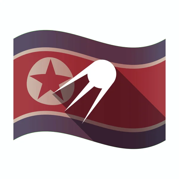 Långa skugga Nordkorea flagga med en vintage satellit — Stock vektor