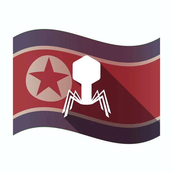 Langer Schatten Nordkoreas Flagge mit einem Virus — Stockvektor