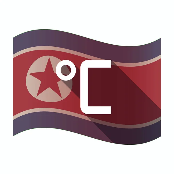 Ombre longue drapeau de la Corée du Nord avec un signe de degré Celsius — Image vectorielle