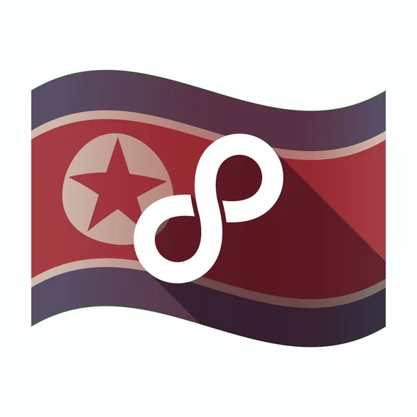 长阴影朝鲜国旗与无限的标志 — 图库矢量图片