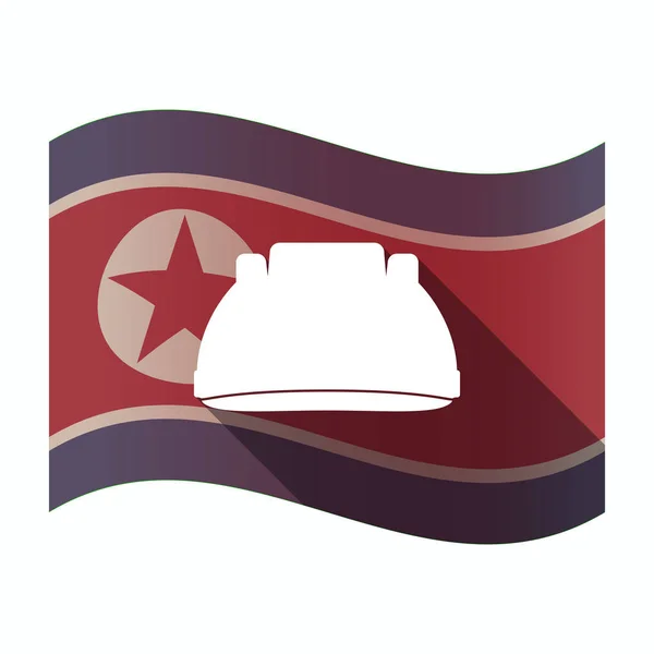 Bandeira longa sombra da Coreia do Norte com um capacete de trabalho —  Vetores de Stock