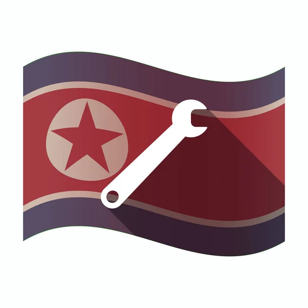 Långa skugga Nordkorea flagga med käppar — Stock vektor