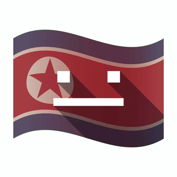 Bandeira da Coreia do Norte de sombra longa com um rosto de texto sem emoção —  Vetores de Stock