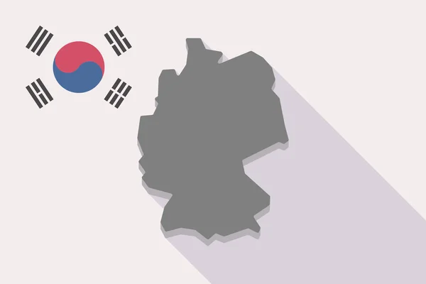 Довгі тіні Прапор Південної Кореї з картою, Німеччина — стоковий вектор