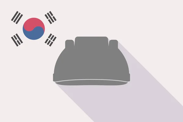 Larga sombra Bandera de Corea del Sur con casco de trabajo — Vector de stock