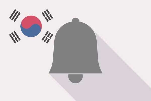 Larga sombra Bandera de Corea del Sur con campana — Vector de stock