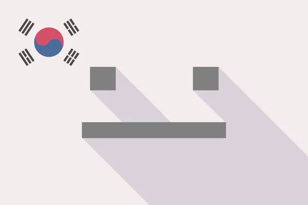 Bandeira de longa sombra da Coreia do Sul com um rosto de texto sem emoção — Vetor de Stock