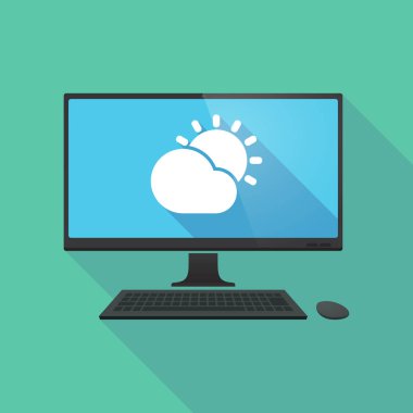 Güneş bir bulutun parlayan ile uzun gölge bilgisayar