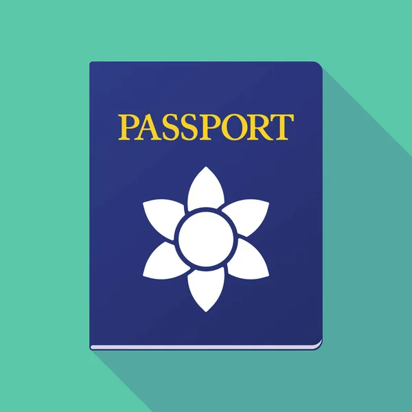 Długi cień paszport z kwiatem lotosu — Wektor stockowy