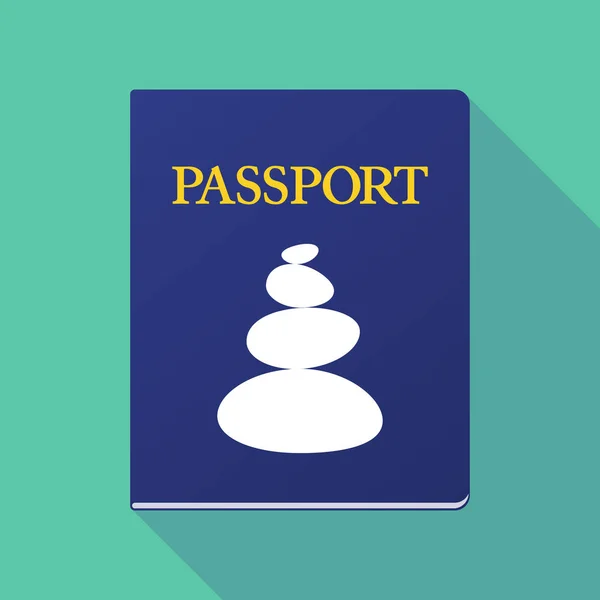 Lange schaduw paspoort met een gestapelde zen stenen — Stockvector