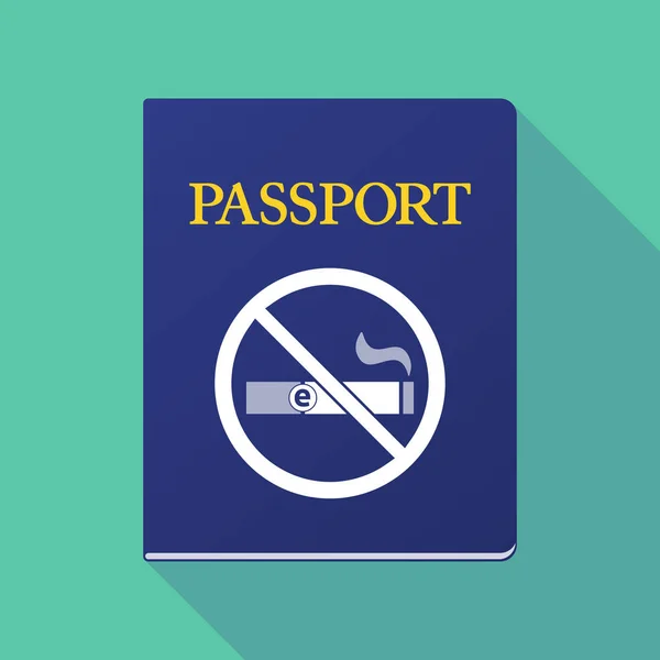 Long shadow passport with  an e-cigarette  in a not allowed sign — Stock Vector
