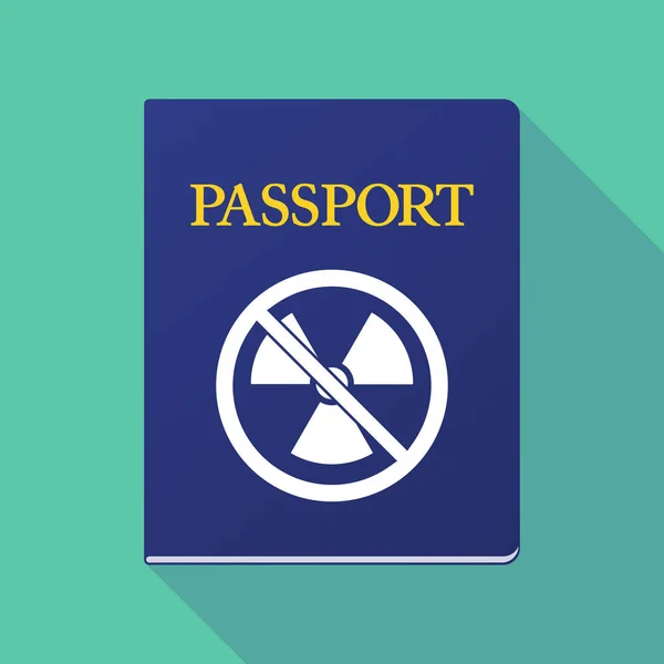 Long shadow passport with  a radioactivity sign  in a not allowe — Stock Vector