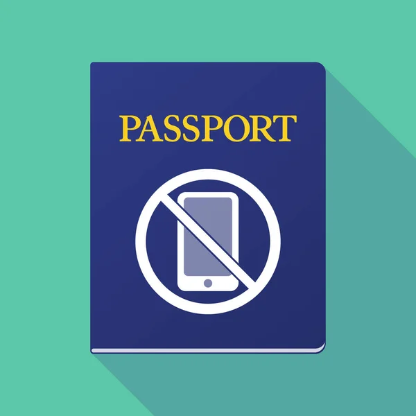 Long shadow passport with  a phone  in a not allowed signal — Stock Vector