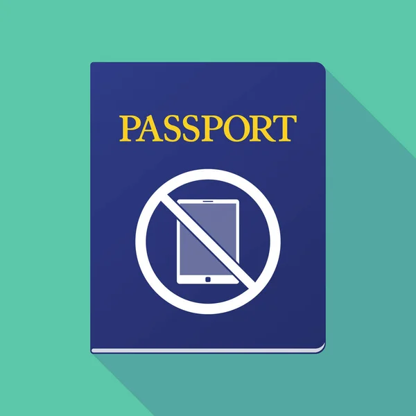 Long shadow passport with  a tablet pc  in a not allowed signal — Stock Vector