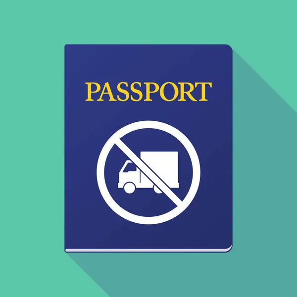 Long shadow passport with  a delivery truck  in a not allowed si — Stock Vector