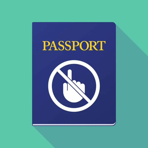 Long shadow passport with  a touching hand  in a not allowed sig — Stock Vector
