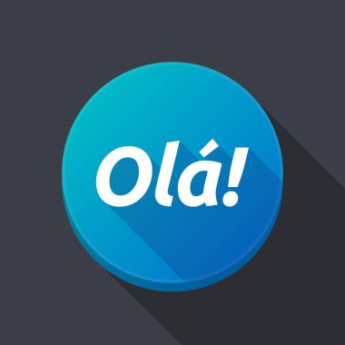 Uzun gölge düğmesini metin Merhaba! Portekizce langu