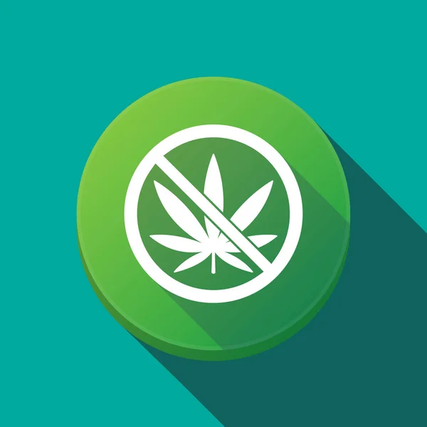 Långa skugga-knapp med en marijuana blad i en inte tillät sig — Stock vektor