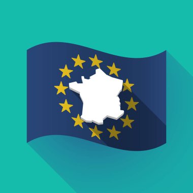 uzun gölge AB bayrağı ile Fransa Haritası